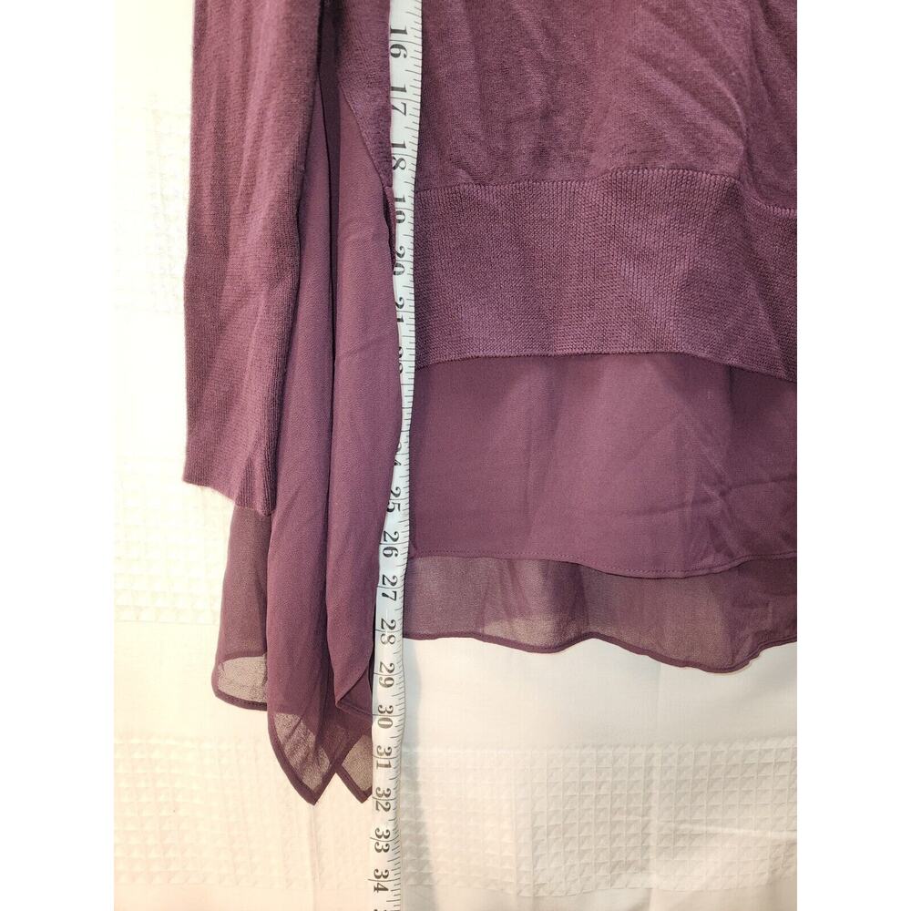 All Saints Sweater Womens Large Libby Crew Neck 100% Merino Wool Purple High Low - Picture 8 of 12